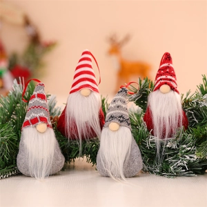 Christmas Gnome Ornaments Knitted Felt Plush Faceless Tomte Hanging Pendants For Holiday Tree Home Party Decor