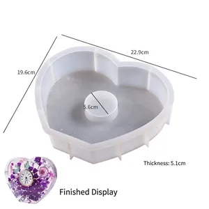 Detailed dimensions of heart-shaped silicone mold for DIY resin clock casting projects