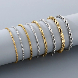 Ensemble de colliers de chaînes torsadées en acier inoxydable doré et argenté