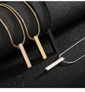 Polished stainless steel bar pendant necklaces in rose gold, gold, black and silver finishes