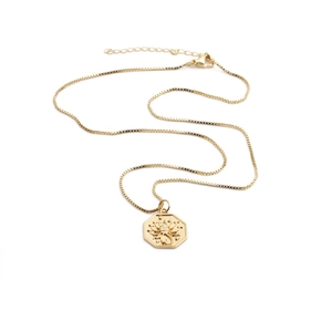 Gold-plated octagon scorpion pendant necklace with zircon and fine box chain