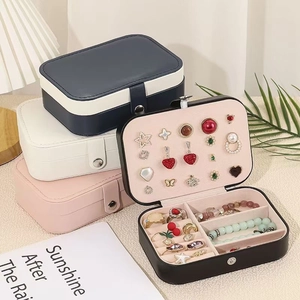Caja de joyería de cuero portátil estuche de almacenamiento multicuche para anillos detalle