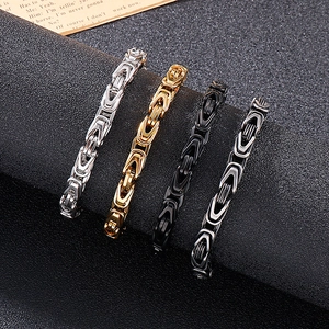 Set di bracciali hip hop in acciaio al titanio in oro, argento, nero e finitura bicolore