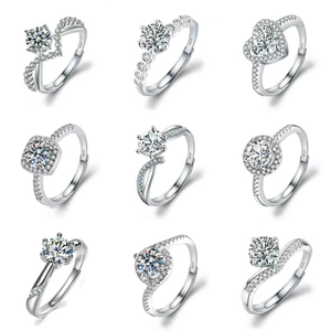 Collection of 925 sterling silver rings with 1ct high carbon diamonds in varied settings
