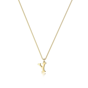 Golden stainless steel box chain necklace featuring a minimalist letter Y pendant