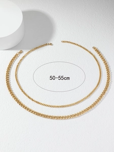 Double-layered golden twist chain necklace for men with 50-55cm length detail