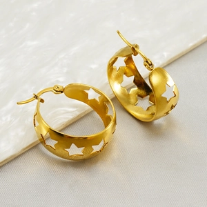 Hollow Out Stern Creolen 18K Vergoldeter Edelstahl Retro Chic Schmuck Für Damen Mode Geschenk Clicker