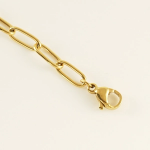 Golden titanium steel paperclip chain anklet with lobster clasp for women