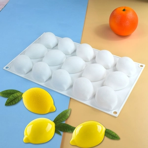 Silikonform mit 15 Mulden für 3D-Zitronen-Mousse-Kuchen und handgemachte Seifenherstellung