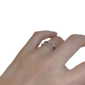 Elegant multi-layered stackable rings with micro-pave zircons and pearls for women