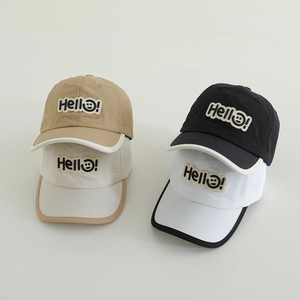 Kinder Schnelltrocknende Baseballkappe Mit Hello Smiley Aufnäher Kontrastpaspel Sonnenschutz Verstellbarer Hut Für Jungen Mädchen