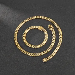 Collana A Catena Cuban Link Acciaio Inossidabile Lucidato Spazzolato Gioielli Hip Hop Punk Streetwear Per Uomini
