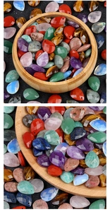 Macro view of assorted 13x18mm faceted teardrop natural stone beads for DIY jewelry