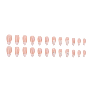 Unghie finte a mandorla French con orsetti e cuori rosa dal design dolce