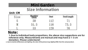 Size chart table for cotton shirt with shoulder, bust, and back length measurements