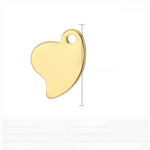 Detailed view of 12x9mm golden stainless steel heart pendant with weight specifications