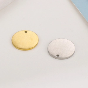 Polished gold and silver round stainless steel flower pendants with brushed texture