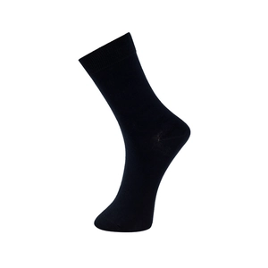 Men's oversized dark blue cotton dress socks in a professional mid-calf crew length