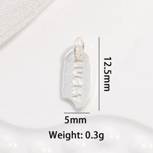 Minimalist S925 sterling silver Lucky rectangular pendant measuring 12.5mm and 0.3g