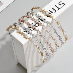 Floral Rhinestone Headband Elegant Metal Crystal Hair Band Vintage Wedding Party Hair Accessories For Women