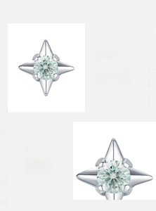 Detail of S925 silver star earring featuring a D-color VVS1 moissanite stone