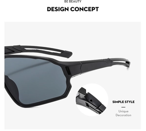 Dettaglio degli occhiali da sole sportivi nero opaco con design traforato
