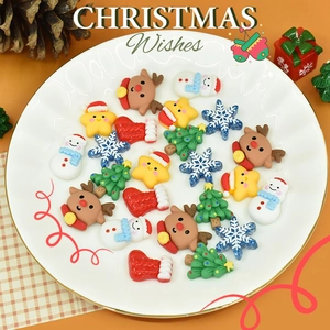 DIY Christmas resin charms set with reindeer and snowman for hair accessories