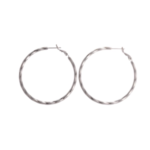 Symmetric 14k gold plated twisted geometric silver hoop earrings in polished silver finish