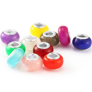 Polished multi-color glass beads with silver metal cores for personalized DIY jewelry