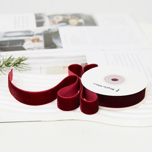 Premium dark red velvet ribbon roll for Christmas gift wrapping and elegant DIY crafts