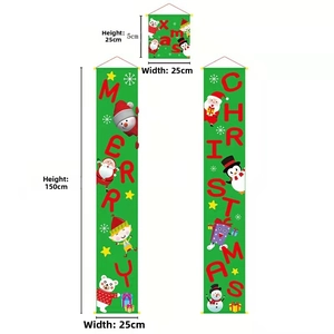 Detailed size specifications for Christmas door banner set with Merry Christmas text
