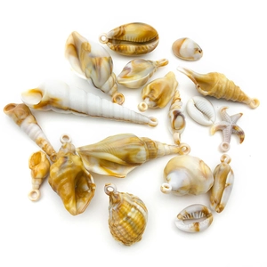 Acrylic conch and seashell charms in dual-tone marble colors for DIY jewelry making