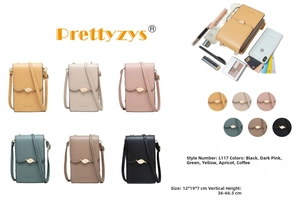 Detailed view of women's PU leather phone bag with leaf buckle and multiple color options