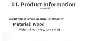 Close-up detail of dimensions and weight specs for minimalist wooden fish wall decor