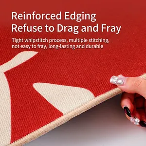Red Belgian velvet wedding door mat with reinforced edging and durable overlock stitching