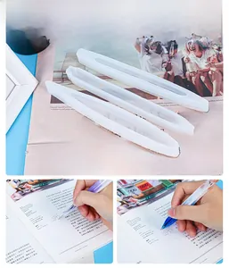 DIY silicone molds for resin ballpoint pens with finished purple gradient pen example