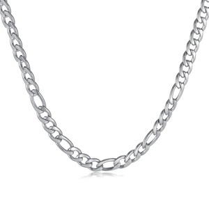 Polished silver Figaro chain necklace in stainless steel with a high-gloss finish