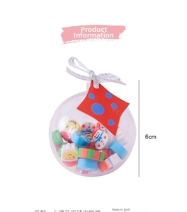 Christmas themed stationery crystal ball eraser set with snowman pattern, 6cm diameter