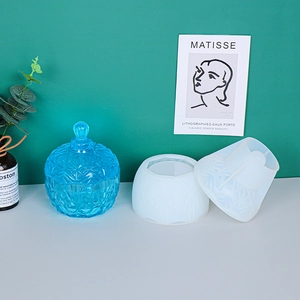 Detail of snowflake storage box silicone mold with embossed diamond texture for resin art