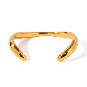 Minimalist 18k gold plated stainless steel irregular open cuff choker necklace
