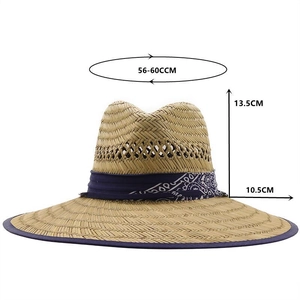 Dettagli cappello da cowboy in paglia con tesa da 10,5 cm e altezza corona 13,5 cm