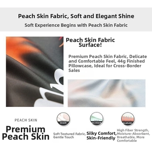 Peach skin fabric detail showing soft texture and 44g weight for floral pillow cover