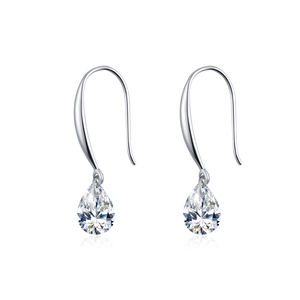 Élégantes boucles d'oreilles pendantes en argent S925 avec diamant taille poire