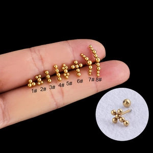 Stainless Steel Cross Ball Ear Cartilage Stud Piercing Earring Helix Tragus Screw Back Fashion Jewelry