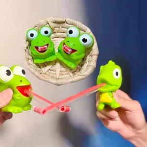 Cartoon Frog Dinosaur Squeeze Toy Soft Plastic Stick Out Tongue Squeaky Stress Relief Novelty For Children