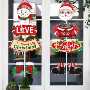 Christmas door banners featuring Santa, snowman and festive decorations for holiday home decor
