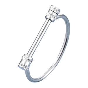Elegant silver titanium steel horseshoe lock bracelet with sparkling pavé diamond accents