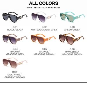 Multiple color options for oversized pilot sunglasses including black, white, and tortoise