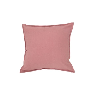 Minimalist square throw pillow cover in dusty rose pink with premium piped edge finish