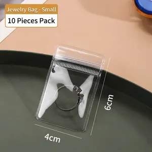 Lot de 10 petits sachets bijoux transparents anti-oxydation, dimensions 4x6cm